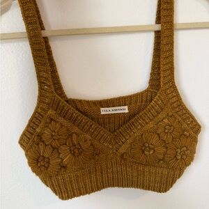 Ulla Johnson Tan Floral Knit Bra Top